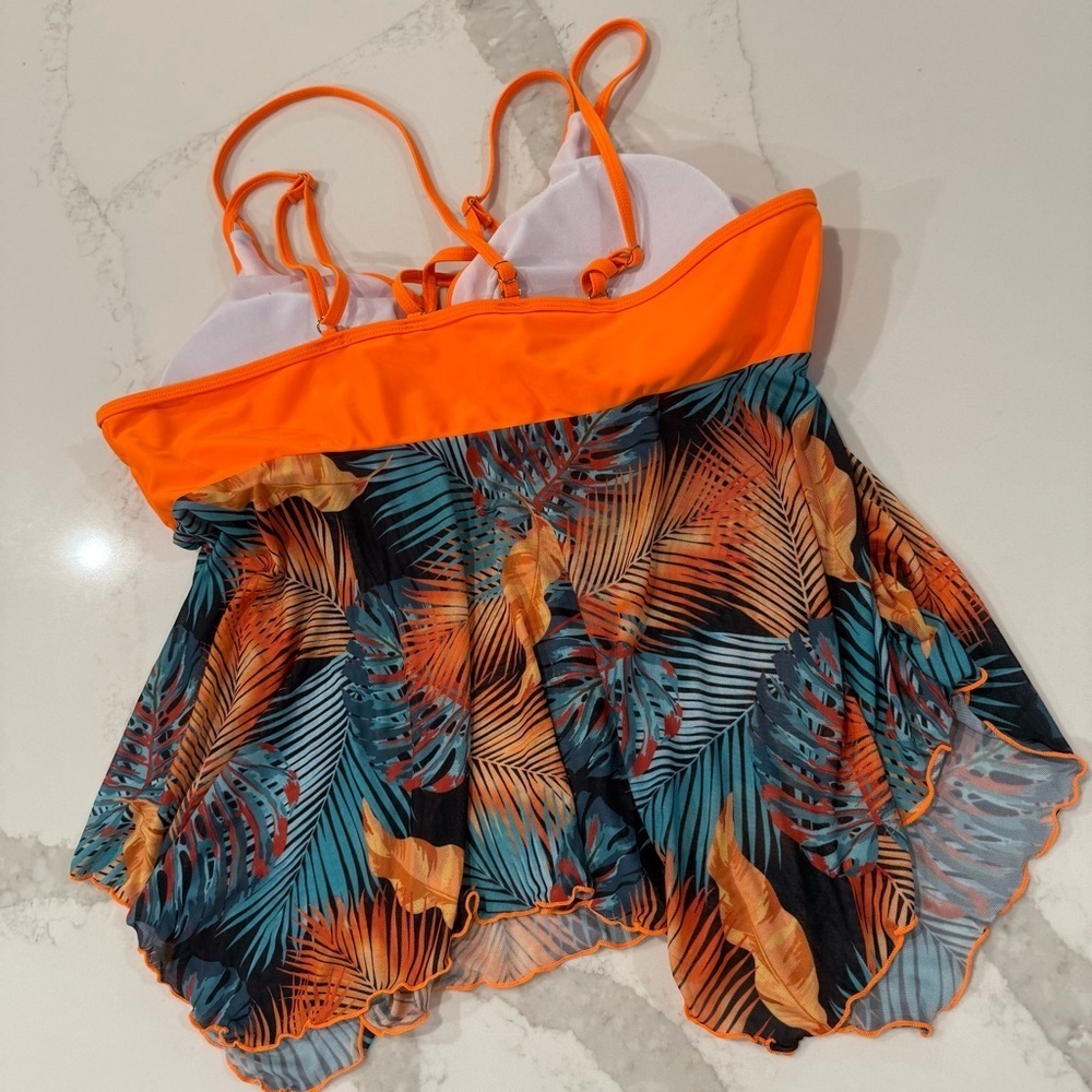 SHEIN Swim Curve Tropical Strappy Tankini & Shorts Bathing Suit Set Women’s 4XL - Picture 6 of 11